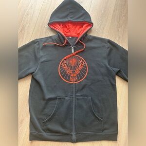Jagermeister Men’s Zip Up Hoodie Size Extra Large - Cotton 
Black and Orange